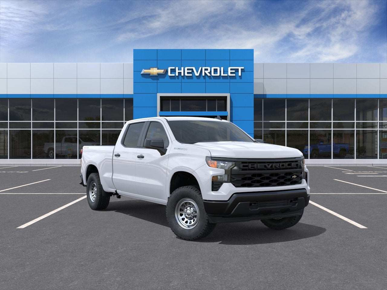 2026 Chevrolet Silverado 1500 WT in Summit White — front three-quarter view